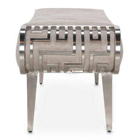 Roxbury Park Stainless Steel Channel-tufted Bench from Michael Amini - Luna Furniture