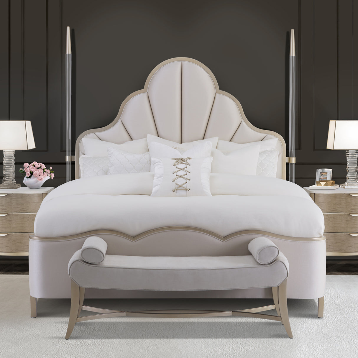 Malibu Crest Chardonnay Eastern King Poster Bed from Michael Amini - Luna Furniture
