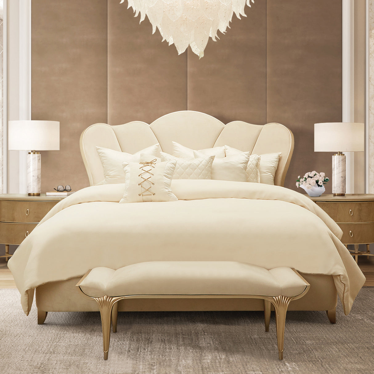 Villa Cherie Caramel Queen Channel-tufted Bed from Michael Amini - Luna Furniture