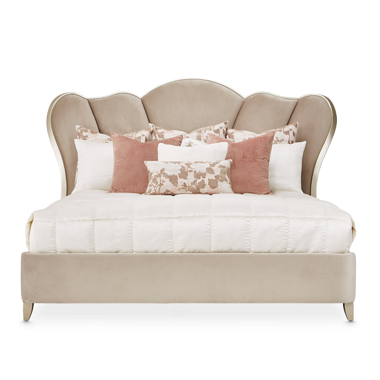 Villa Cherie Hazelnut Queen Channel-tufted Bed from Michael Amini - Luna Furniture