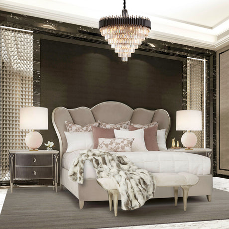 Villa Cherie Hazelnut Queen Channel-tufted Bed from Michael Amini - Luna Furniture