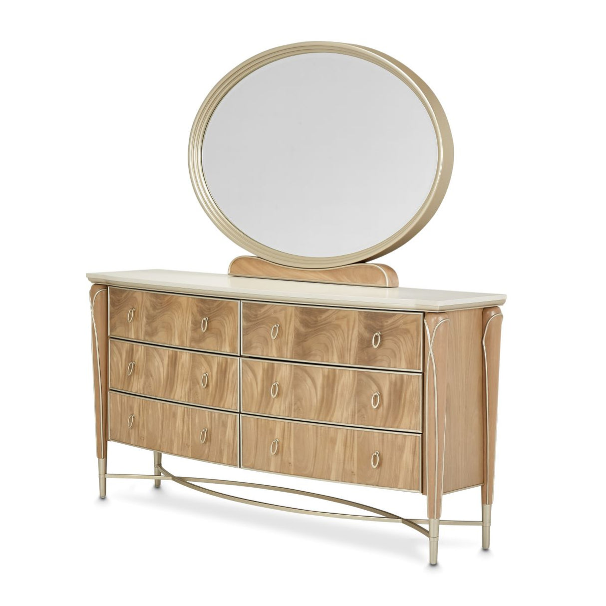 Villa Cherie Caramel Dresser With Mirror from Michael Amini - Luna Furniture