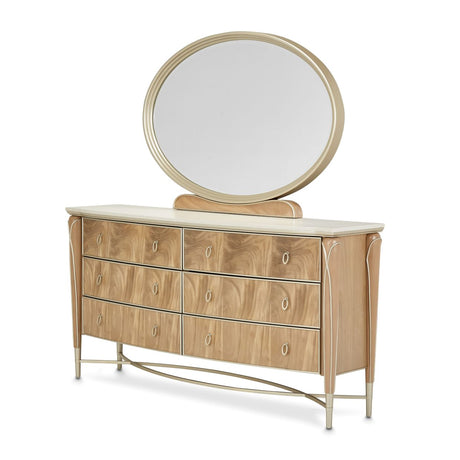 Villa Cherie Caramel Dresser With Mirror from Michael Amini - Luna Furniture