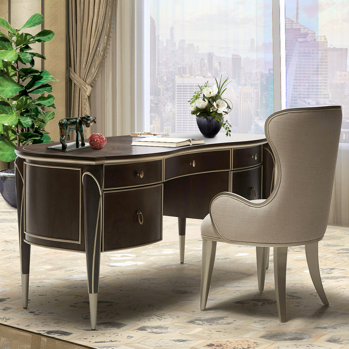 Villa Cherie Hazelnut Desk from Michael Amini - Luna Furniture