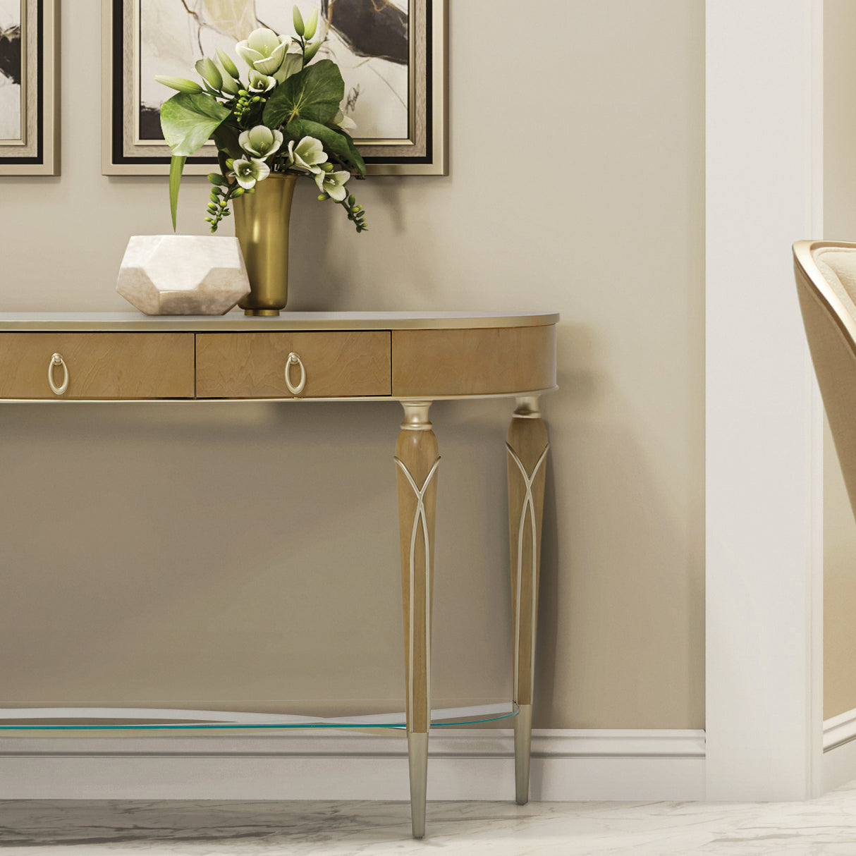 Villa Cherie Caramel Console Table from Michael Amini - Luna Furniture