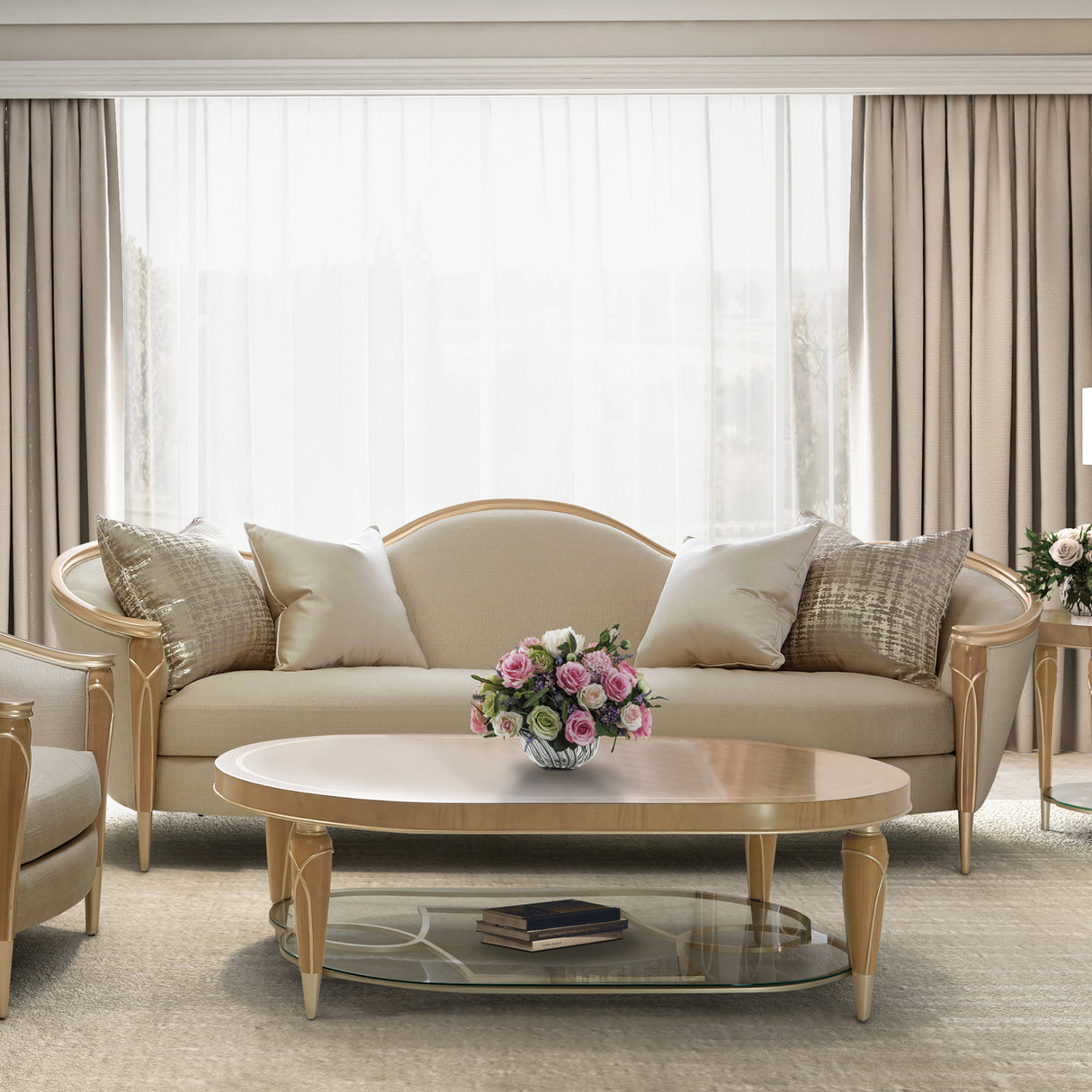 Villa Cherie Caramel Sofa from Michael Amini - Luna Furniture