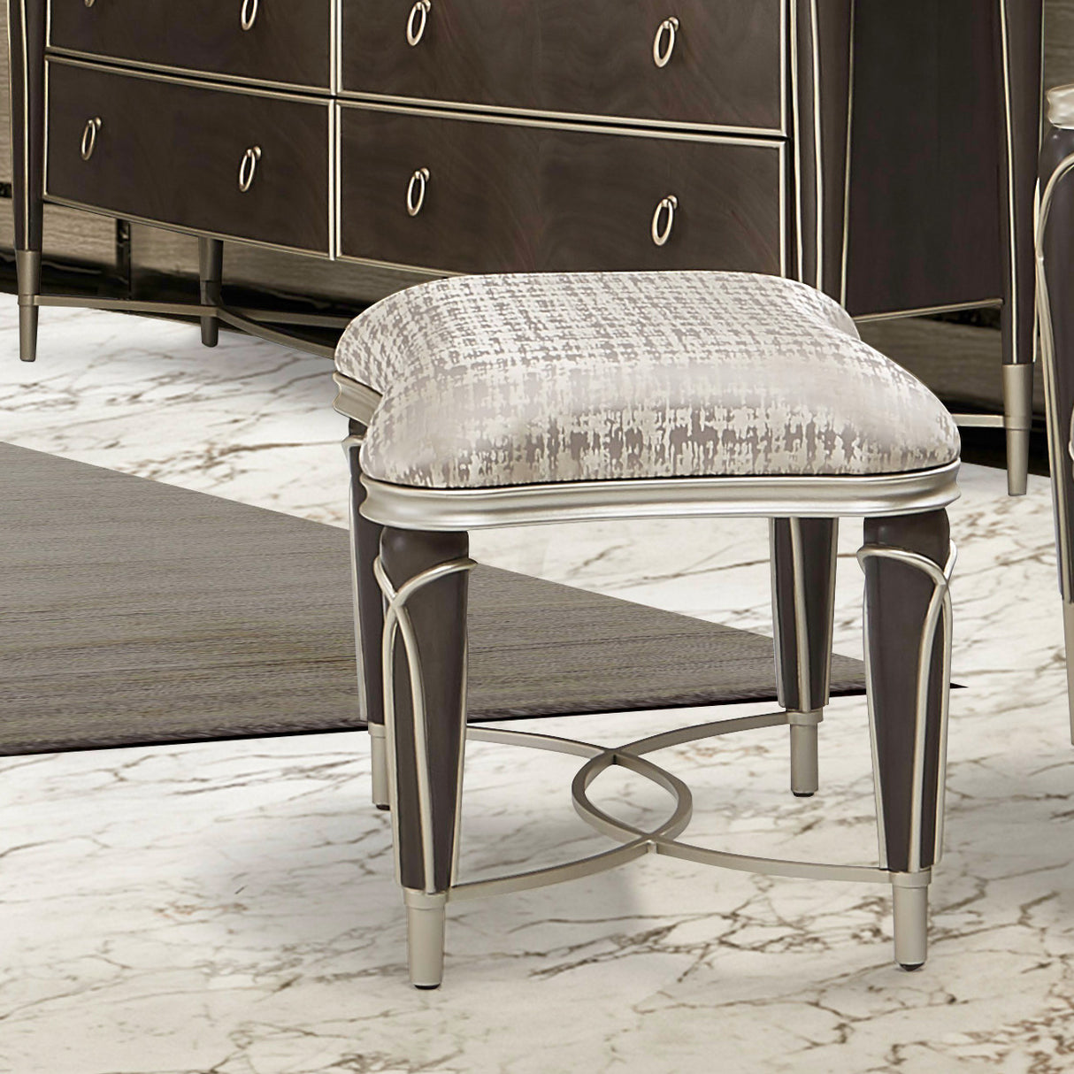 Villa Cherie Hazelnut Ottoman from Michael Amini - Luna Furniture