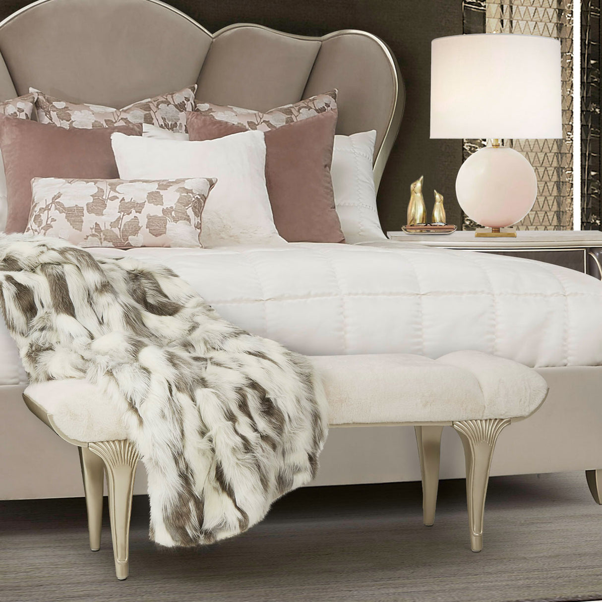 Villa Cherie Hazelnut Bed Bench from Michael Amini - Luna Furniture