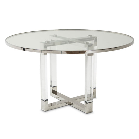State St. Round Dining Table with Glass Insert from Michael Amini - Luna Furniture