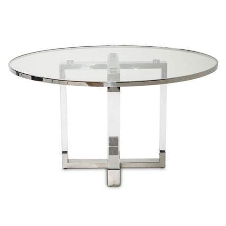 State St. Round Dining Table with Glass Insert from Michael Amini - Luna Furniture