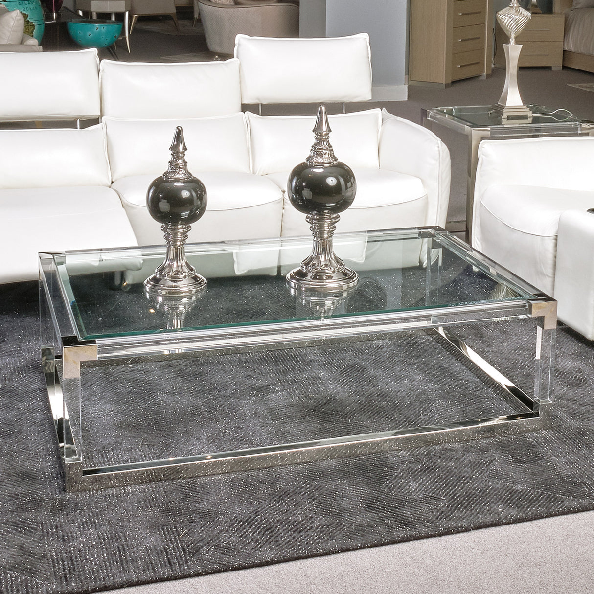 State St. Rectangular Cocktail Table with Acrylic Legs