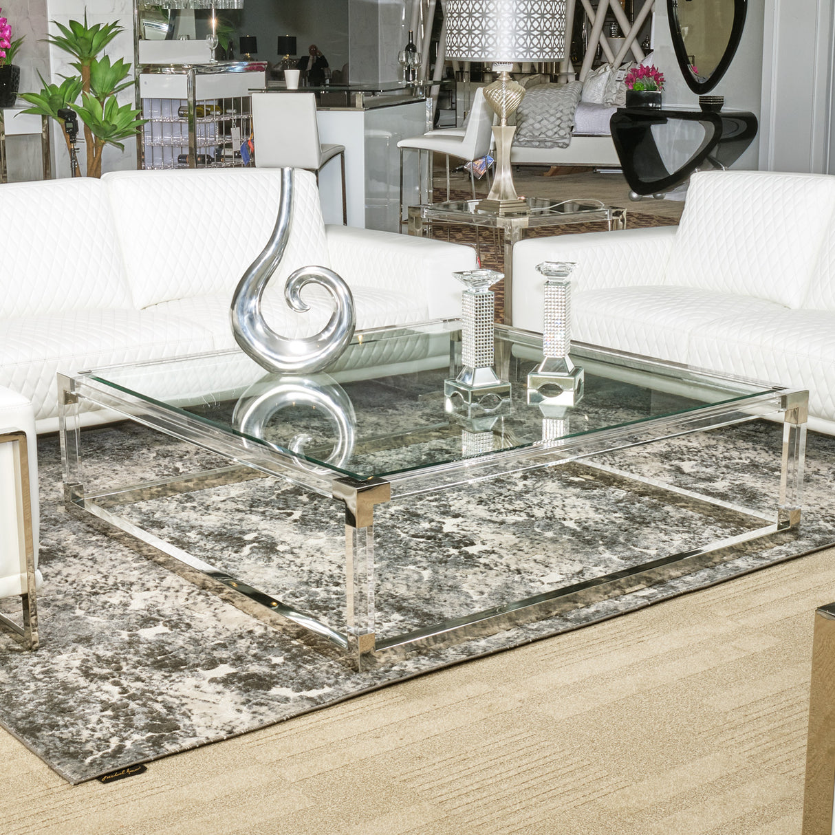 State St. Square Cocktail Table with Acrylic Legs