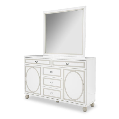 Sky Tower Cloud White Dresser With Mirror from Michael Amini - Luna Furniture