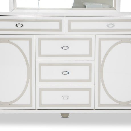 Sky Tower Cloud White Dresser With Mirror from Michael Amini - Luna Furniture