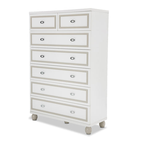 Sky Tower Cloud White 7-drawer Chest from Michael Amini - Luna Furniture