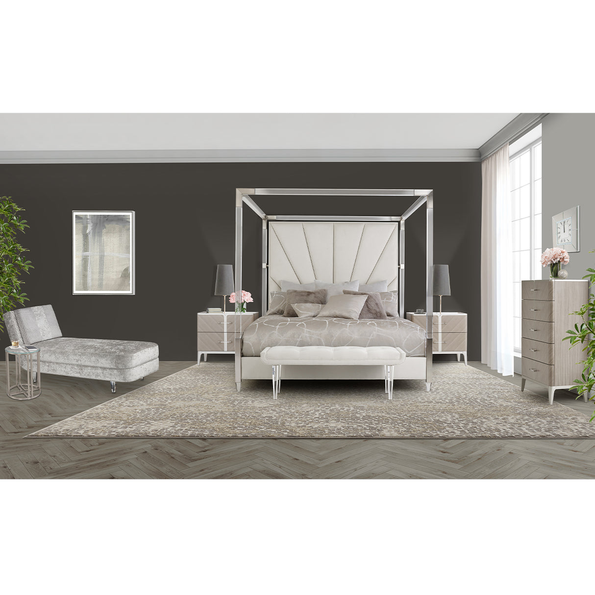 Lanterna Silver Mist Nightstand from Michael Amini - Luna Furniture