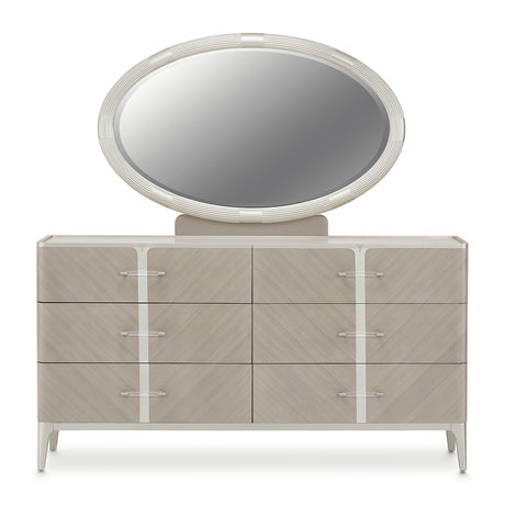 Lanterna Silver Mist Dresser With Mirror from Michael Amini - Luna Furniture