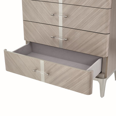 Lanterna Silver Mist Highboy Vertical Chest from Michael Amini - Luna Furniture