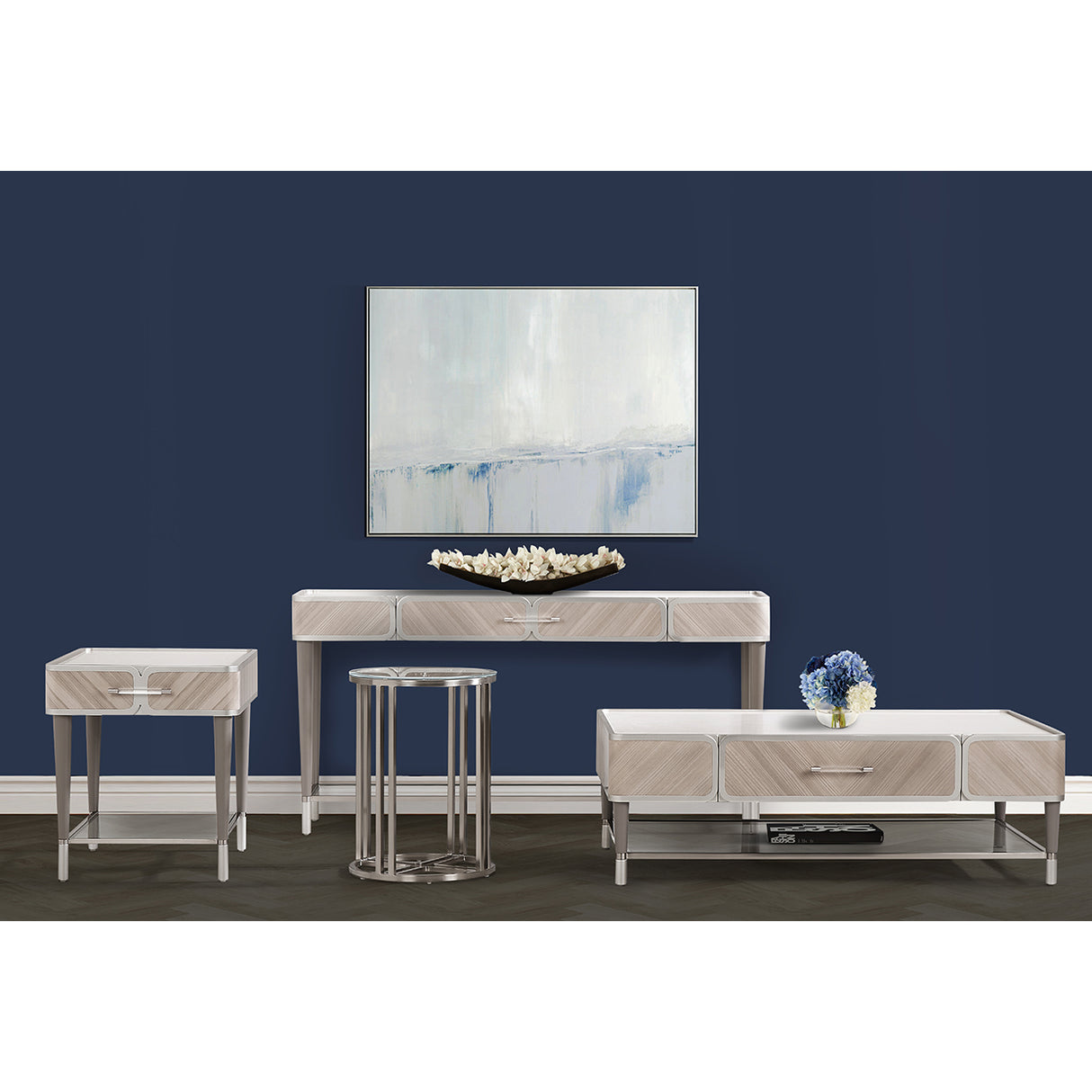 Lanterna Silver Mist Chairside Table from Michael Amini - Luna Furniture