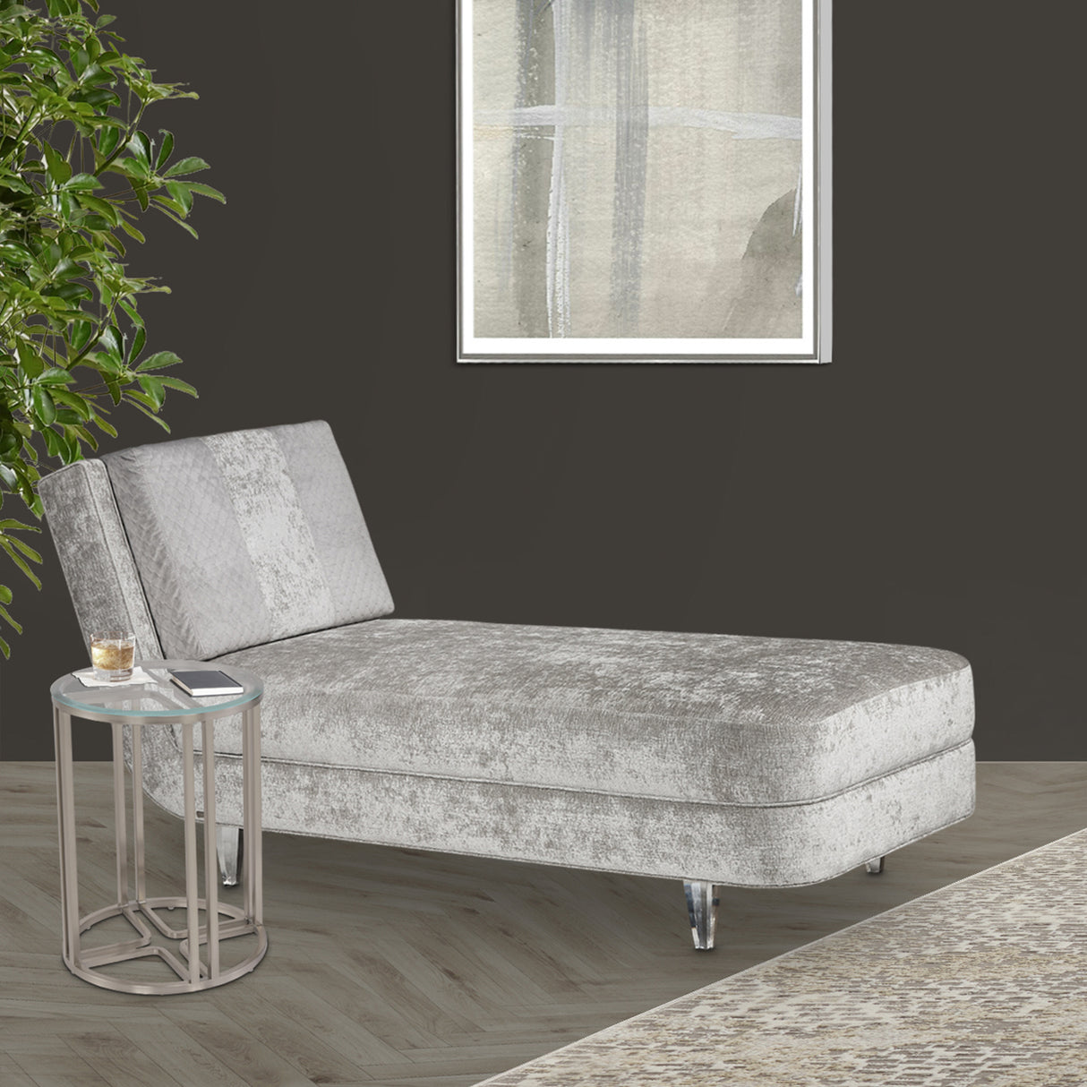 Lanterna Silver Mist Chairside Table from Michael Amini - Luna Furniture