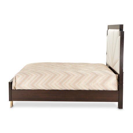 Belmont Place Espresso Queen Upholstered Bed from Michael Amini - Luna Furniture