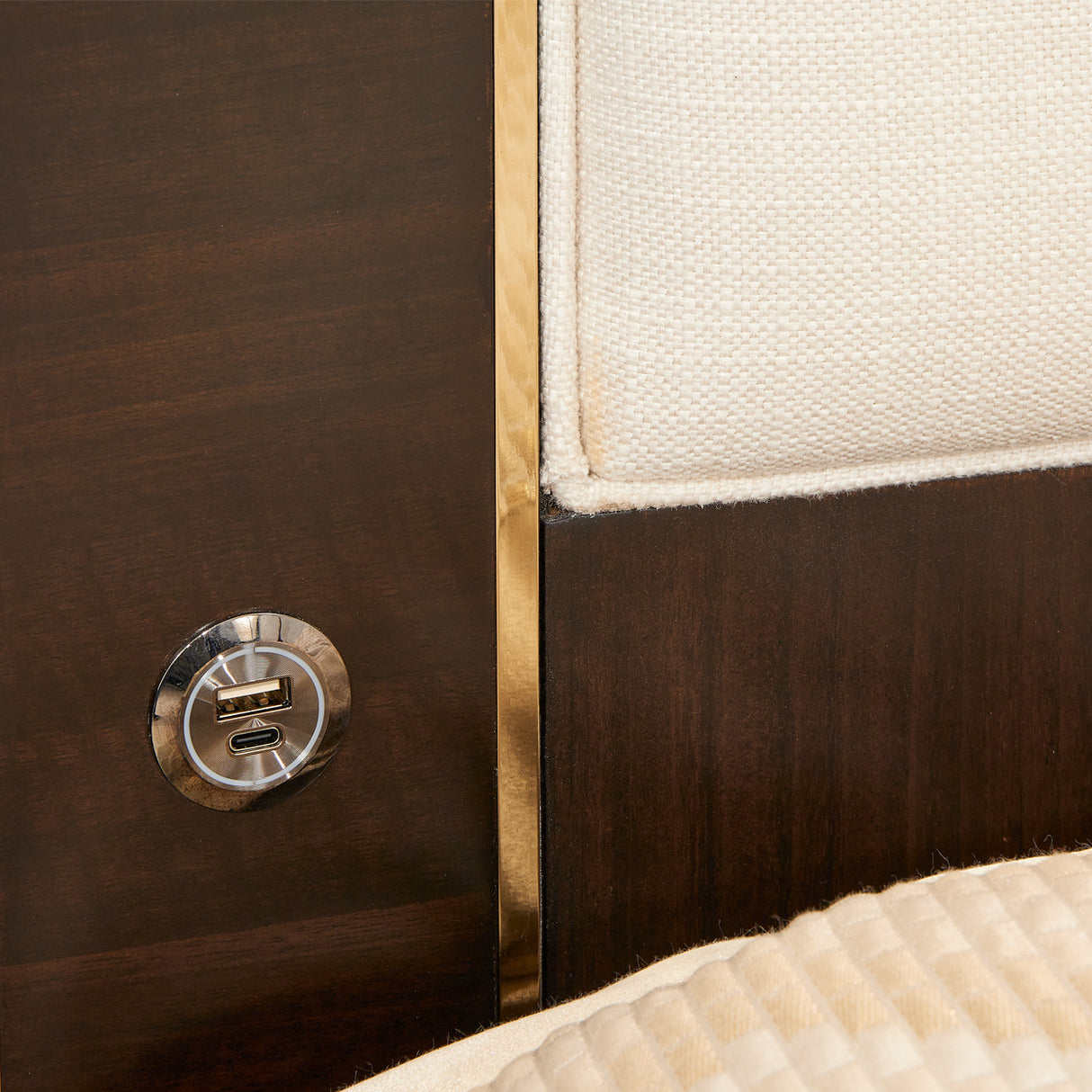 Belmont Place Espresso Eastern King Upholstered Bed from Michael Amini - Luna Furniture