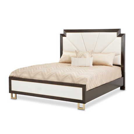 Belmont Place Espresso Eastern King Upholstered Bed from Michael Amini - Luna Furniture