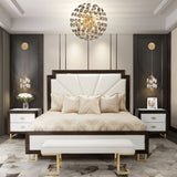 Belmont Place Espresso Eastern King Upholstered Bed from Michael Amini - Luna Furniture