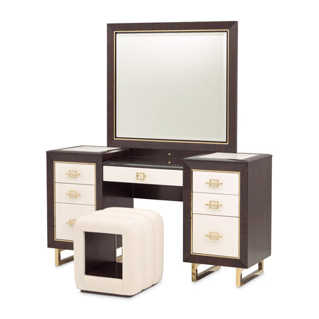Belmont Place Espresso Vanity Set With Mirror & Bench from Michael Amini - Luna Furniture