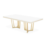 Palm Gate Cloud White Rectangular Dining Table from Michael Amini - Luna Furniture
