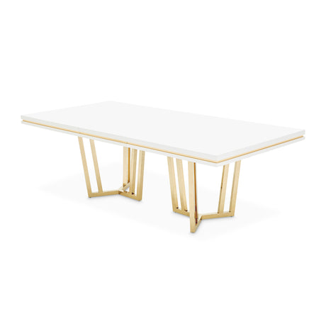 Palm Gate Cloud White Rectangular Dining Table from Michael Amini - Luna Furniture
