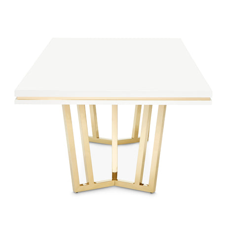 Palm Gate Cloud White Rectangular Dining Table from Michael Amini - Luna Furniture