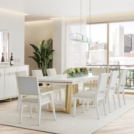 Palm Gate Cloud White Rectangular Dining Table from Michael Amini - Luna Furniture
