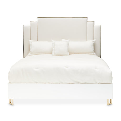 Palm Gate Cloud White Eastern King Platform Bed from Michael Amini - Luna Furniture