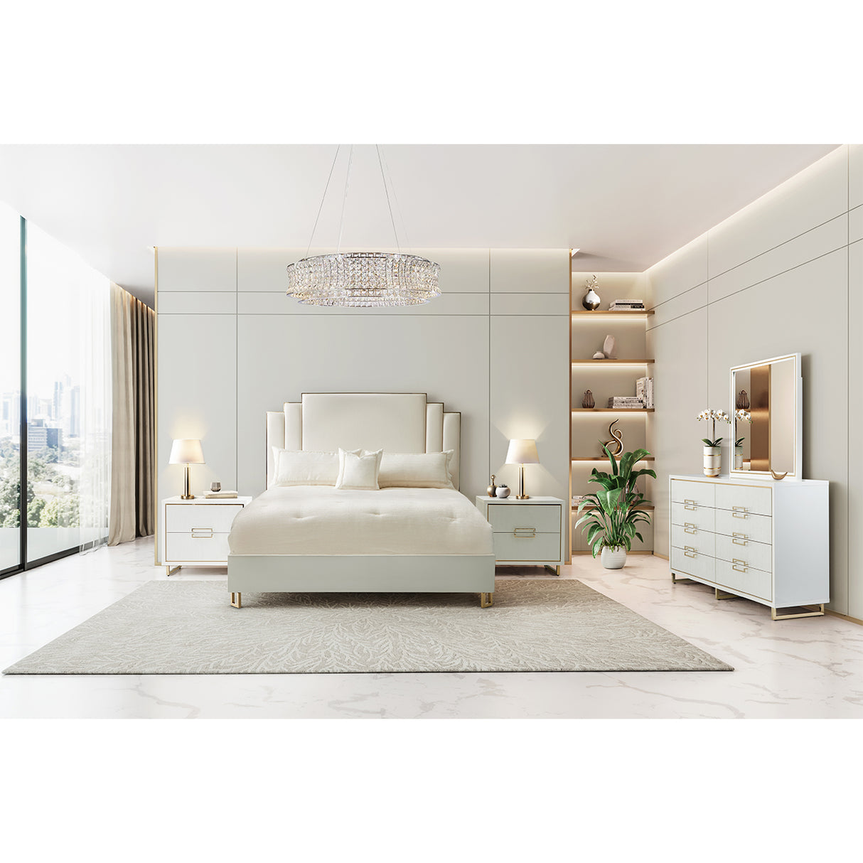 Palm Gate Cloud White Queen Platform Bed from Michael Amini - Luna Furniture