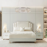 Palm Gate Cloud White Queen Platform Bed from Michael Amini - Luna Furniture