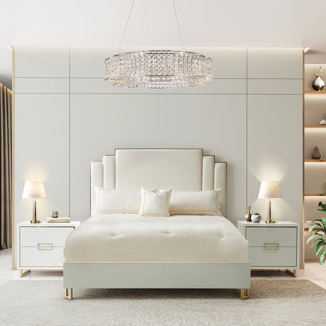 Palm Gate Cloud White Queen Platform Bed from Michael Amini - Luna Furniture