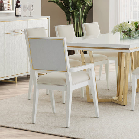 Palm Gate Cloud White Dining Arm Chair from Michael Amini - Luna Furniture