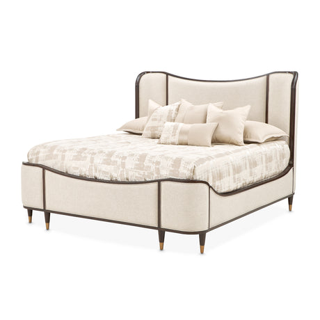 Camellia Field Pecan Warm Pecan Camellia Field Upholstered King Bed - Warm Pecan from Michael Amini - Luna Furniture