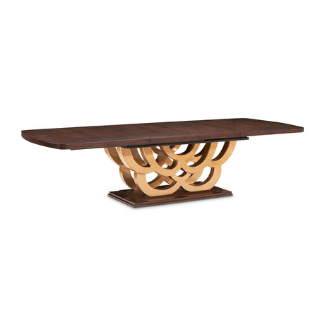 Camellia Field Pecan Warm Pecan Rectangular Pedestal Dining Table from Michael Amini - Luna Furniture