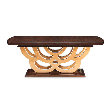 Camellia Field Pecan Warm Pecan Rectangular Pedestal Dining Table from Michael Amini - Luna Furniture