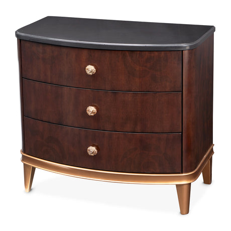 Camellia Field Pecan Warm Pecan Camellia Field Nightstand Warm Pecan from Michael Amini - Luna Furniture