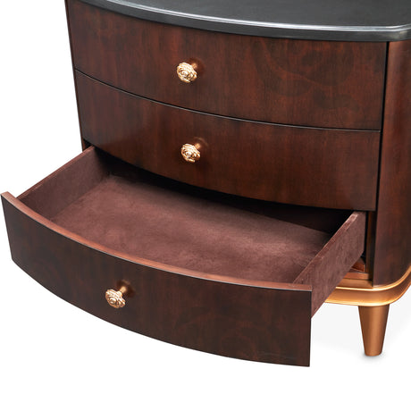 Camellia Field Pecan Warm Pecan Camellia Field Nightstand Warm Pecan from Michael Amini - Luna Furniture