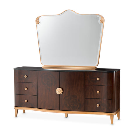 Camellia Field Pecan Warm Pecan Dresser With Mirror from Michael Amini - Luna Furniture