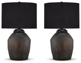 Naareman 2-Piece Table Lamp Set in Metallic Black from Ashley - Luna Furniture