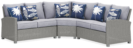 NAPLES BEACH Light Gray 3-Piece Outdoor Sectional from Ashley - Luna Furniture
