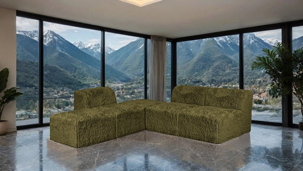 Nappi Olive Green Compressed Foam 5-Piece Sectional