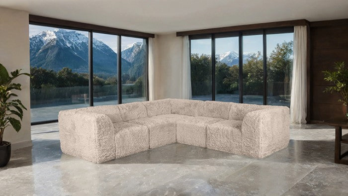 Nappi Taupe Compressed Foam 5-Piece Corner Sectional from Furniture of America - Luna Furniture