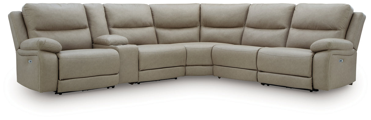 Narwhal Place Pebble 6-Piece Reclining Sectional with Storage Console from Ashley - Luna Furniture