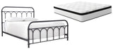 Nashburg Queen Metal Bed with Mattress in Black from Ashley - Luna Furniture